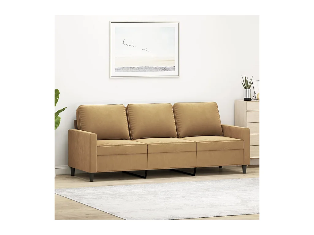 Divano 3 posti Marrone 180 cm Velluto