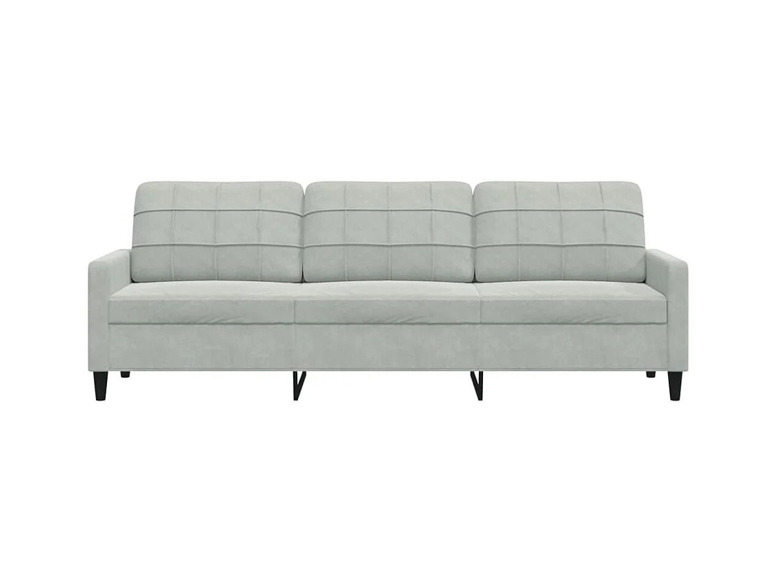 Sofá 3 plazas Gris claro 210 cm Terciopelo