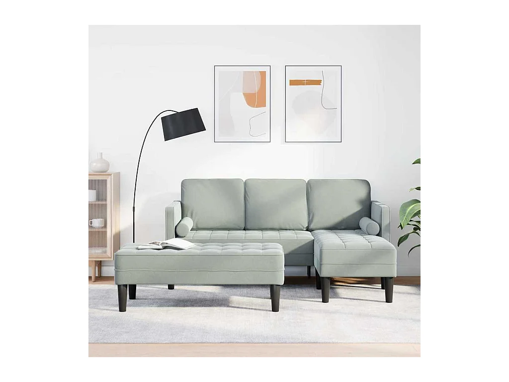 Ensemble de Canapés 2 pcs Gris clair 173 x 131 x 67 cm Velours