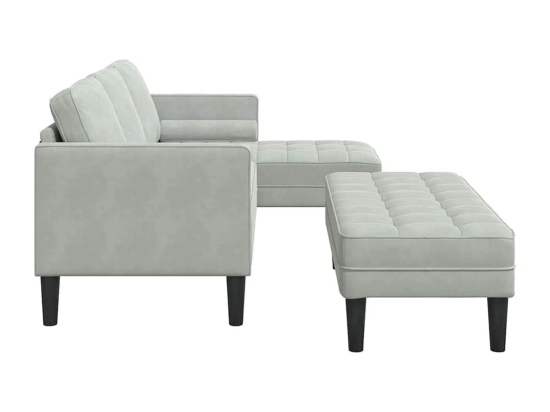 2-delige bankstel, lichtgrijs, 173 x 131 x 67 cm, fluweel