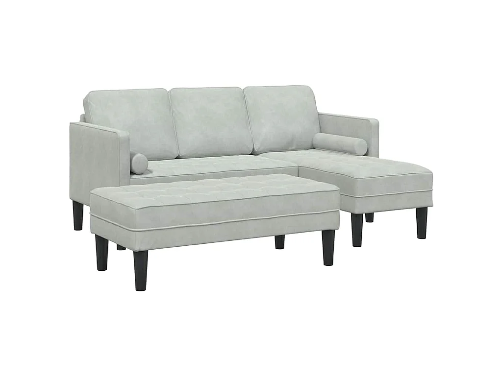 Set di divani 2 pezzi, grigio chiaro, 173 x 131 x 67 cm, velluto