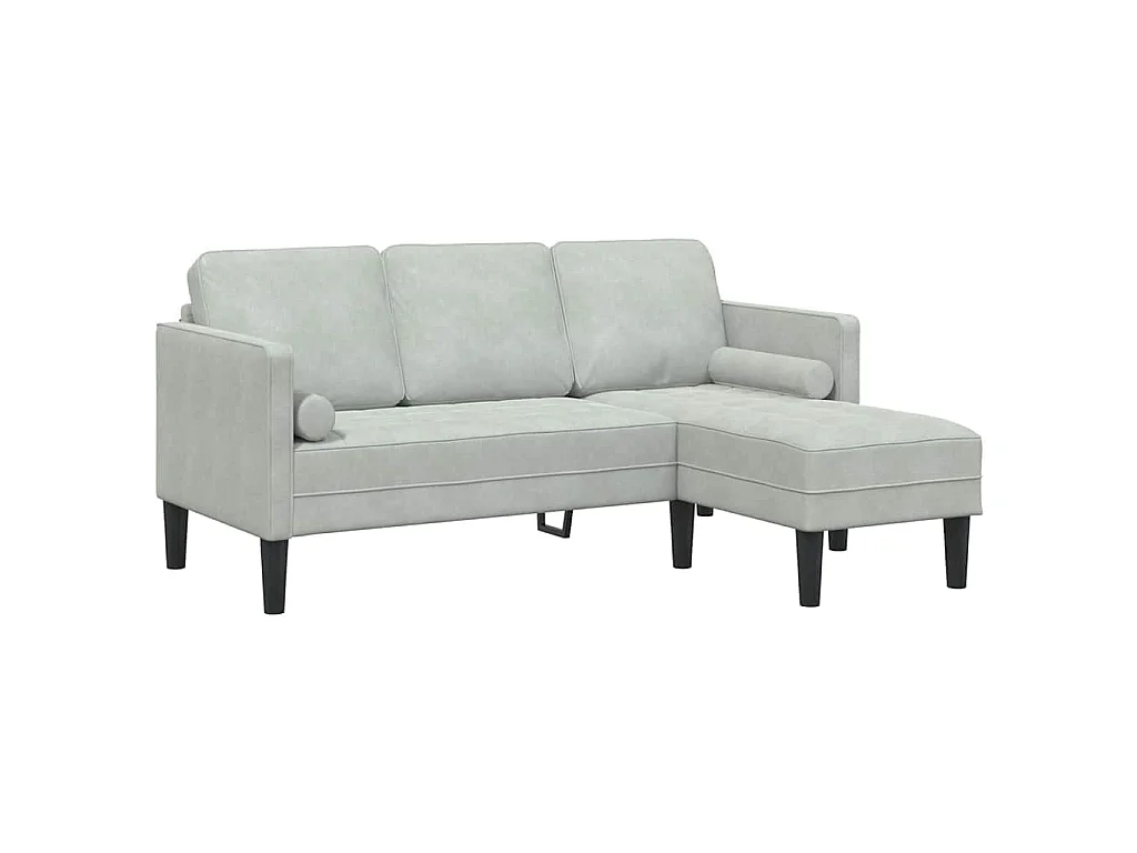 Set di divani 2 pezzi, grigio chiaro, 173 x 131 x 67 cm, velluto