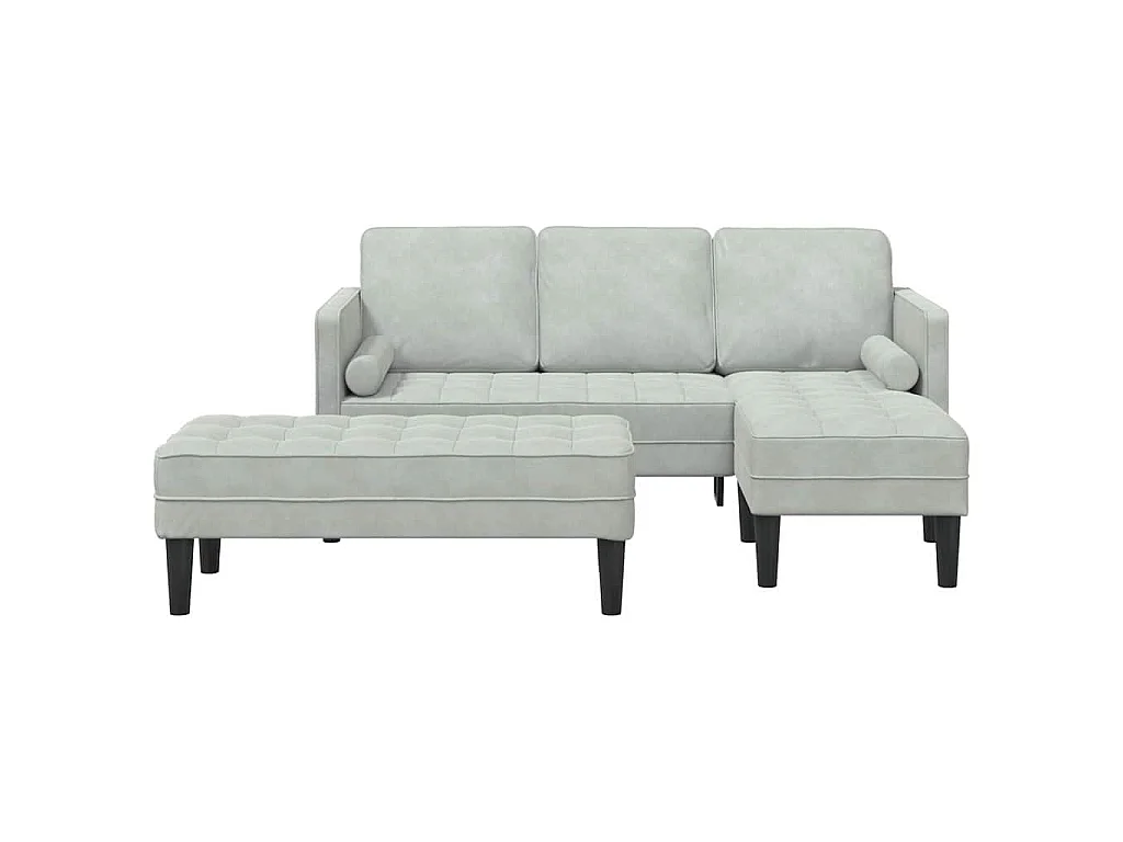 Set di divani 2 pezzi, grigio chiaro, 173 x 131 x 67 cm, velluto