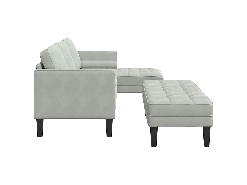 Set di divani 2 pezzi, grigio chiaro, 173 x 131 x 67 cm, velluto