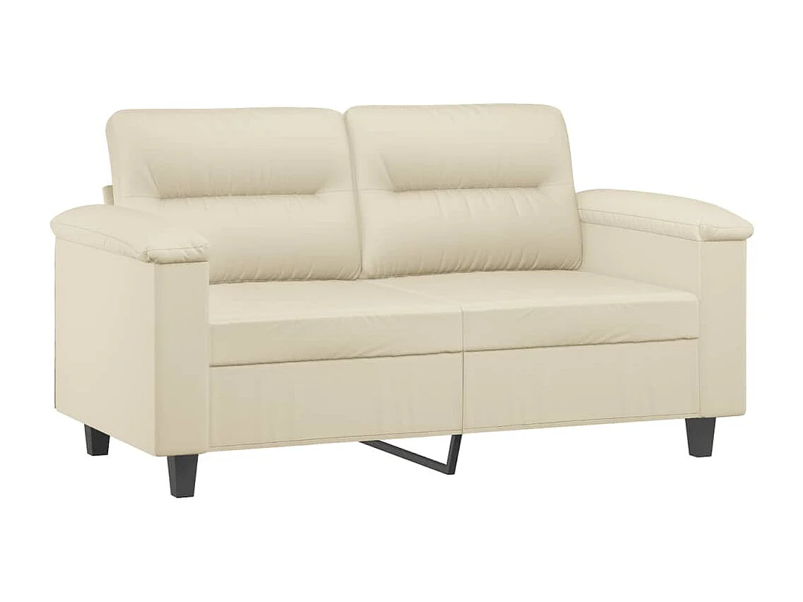 Set di divani 2 pezzi con cuscini in similpelle color crema