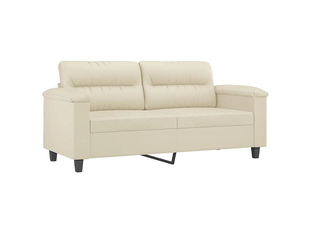 Set di divani 2 pezzi con cuscini in similpelle color crema