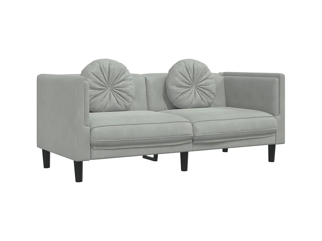 Set di divani 3 pezzi con cuscini in velluto grigio chiaro
