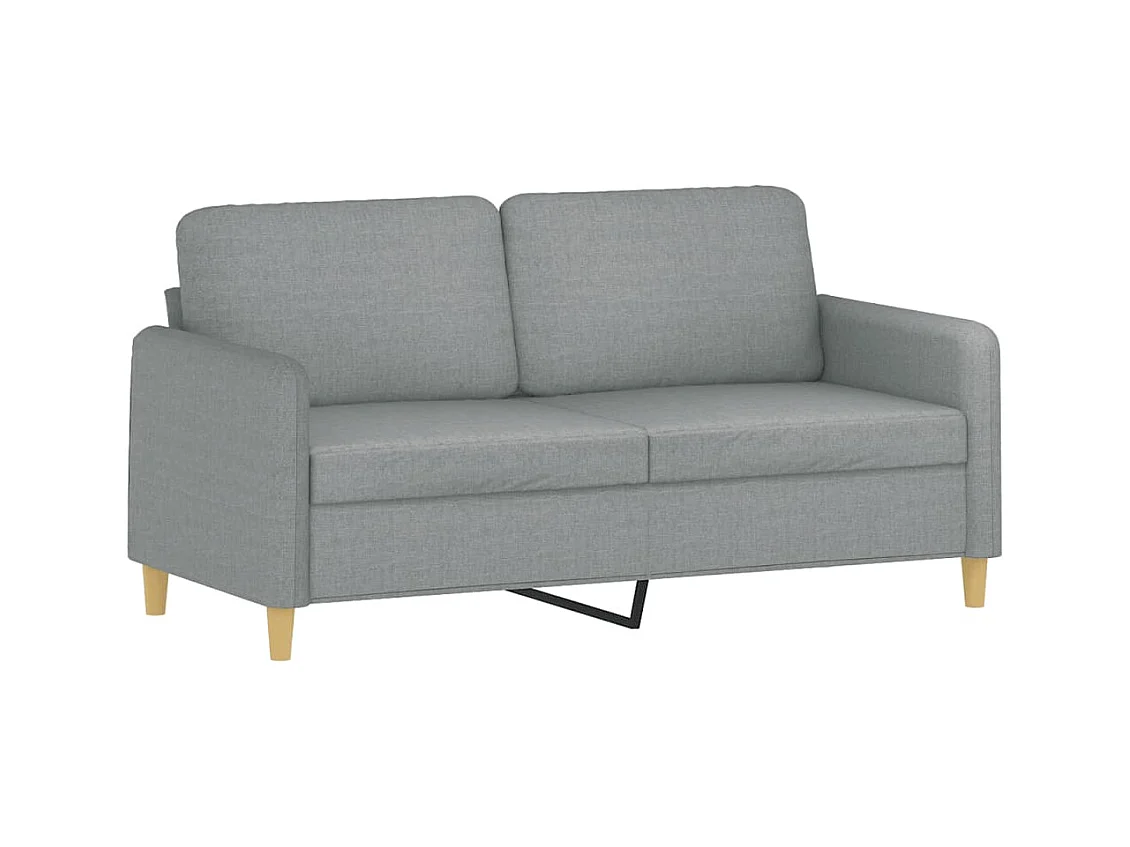 3-teiliges Sofaset mit Kissen, hellgrauer Stoff