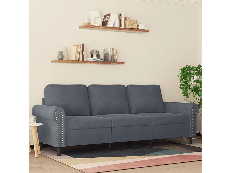 Sofá 3 plazas Gris oscuro 180 cm Terciopelo