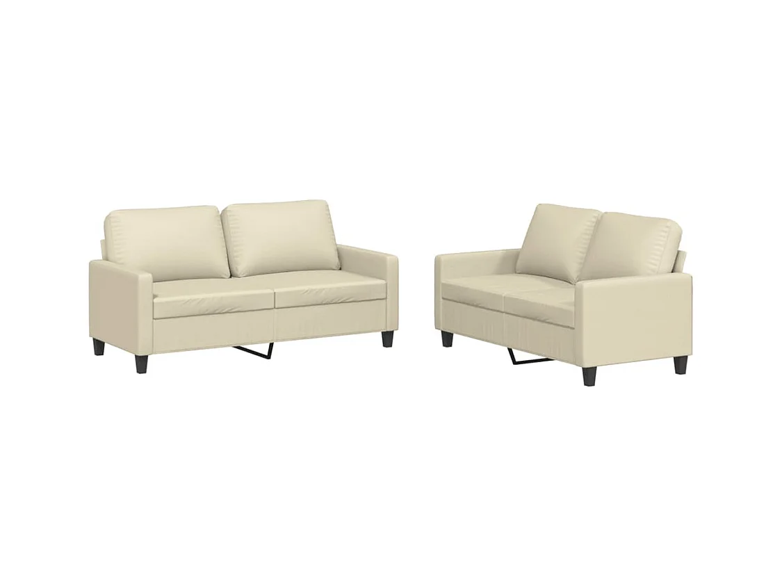 Conjunto de sofá de 2 piezas con cojines de piel sintética color crema