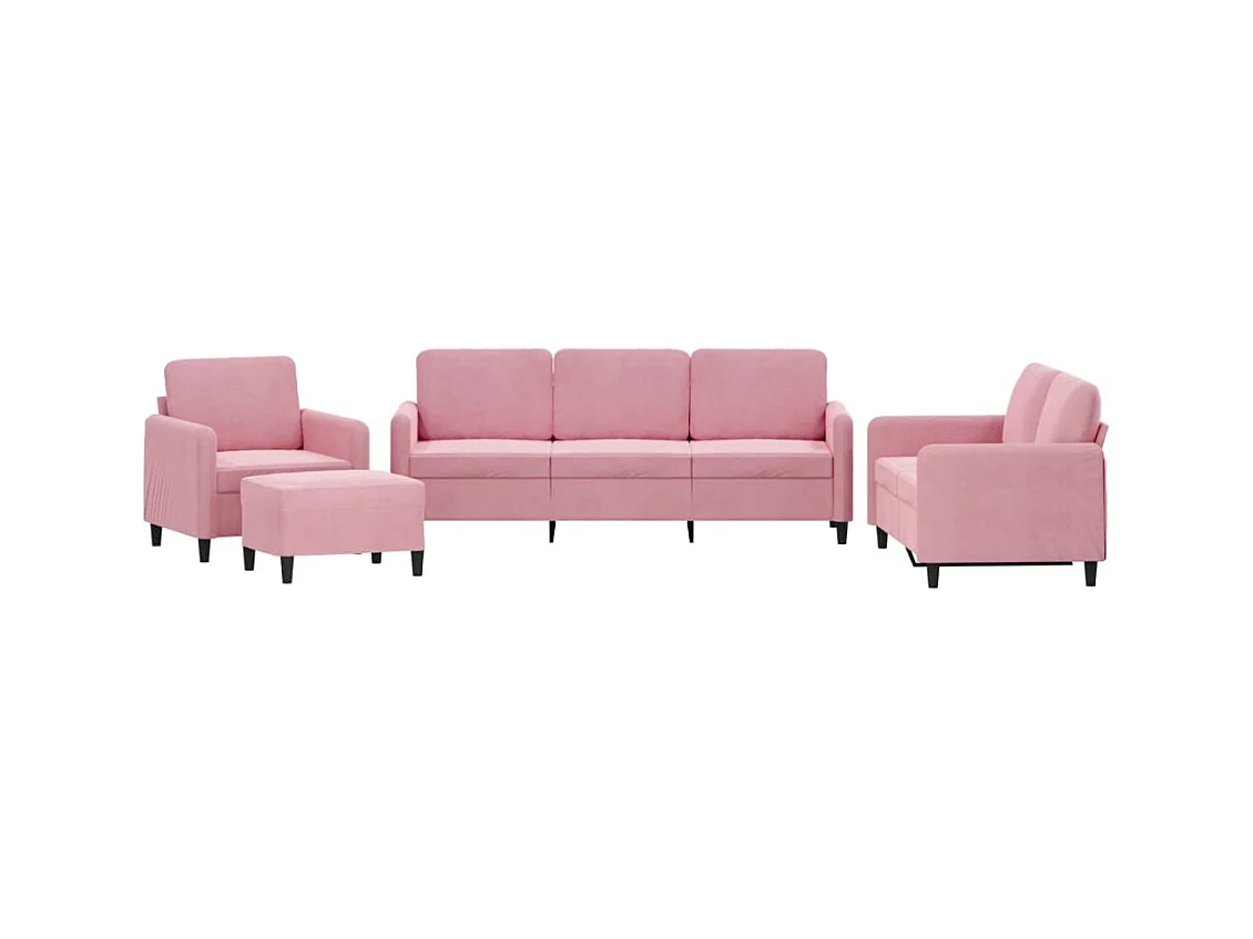 Set di divani 4 pezzi in velluto rosa