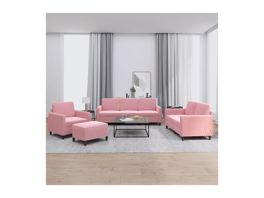 Ensemble de canapés 4 pcs rose velours