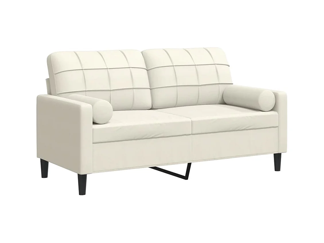 Sofá de 2 plazas con cojines decorativos color crema 140 cm terciopelo