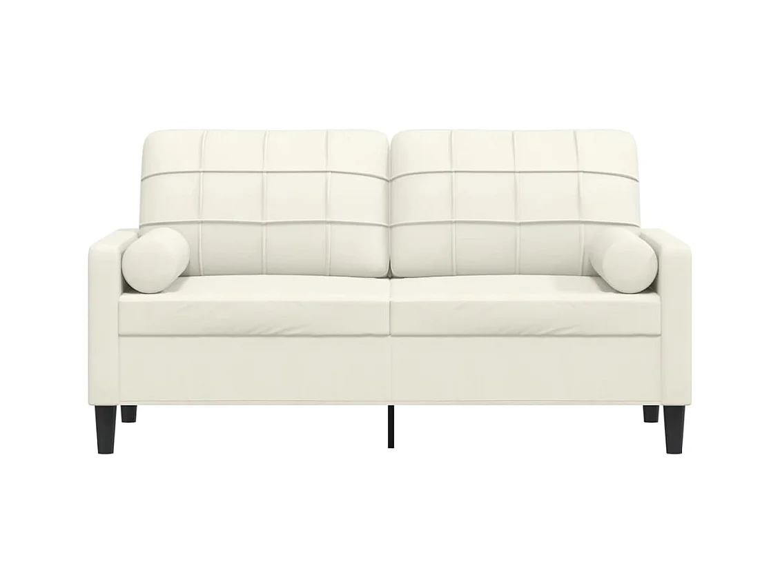 Sofá de 2 plazas con cojines decorativos color crema 140 cm terciopelo