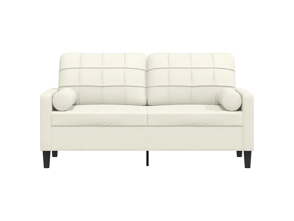 Divano 2 posti con cuscini decorativi crema 140 cm velluto