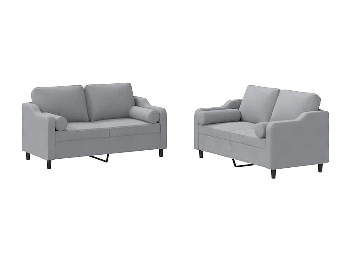 Conjunto de sofá de 2 piezas con cojines de tela gris claro