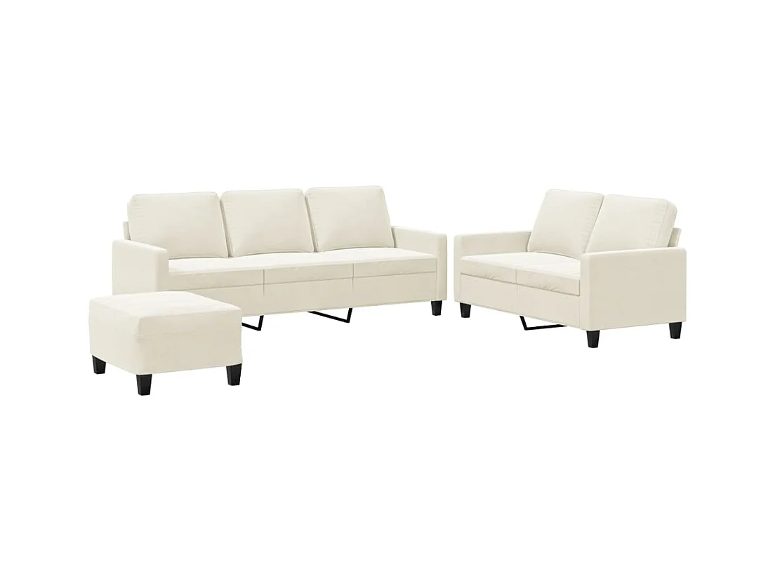 Ensemble de canapés 3 pcs avec coussins Crème Velours