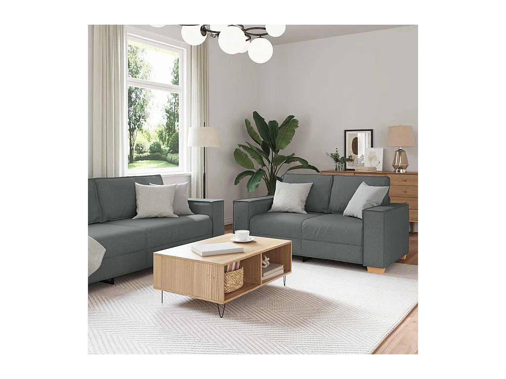 Set di divani 3 pezzi, grigio, 220 x 78 x 84 cm, tessuto