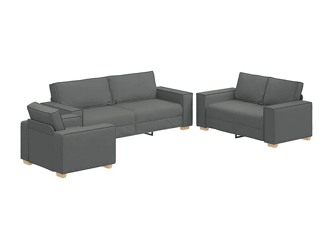 3-delige bankstel, grijs, 220 x 78 x 84 cm, stof