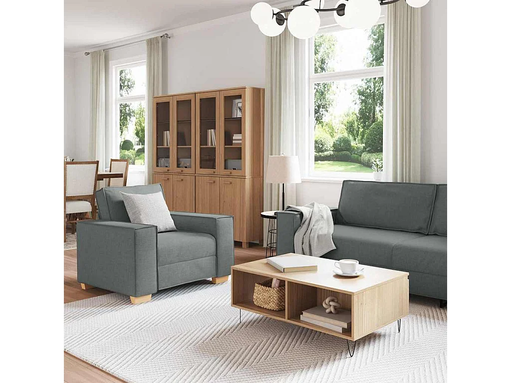 3-delige bankstel, grijs, 220 x 78 x 84 cm, stof