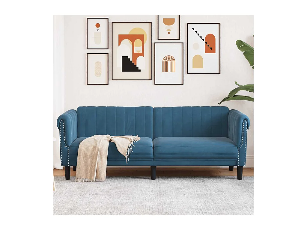 Blaues 3-Sitzer-Sofa aus Samt