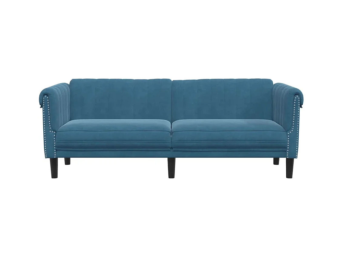 Blauwe fluwelen 3-zitsbank