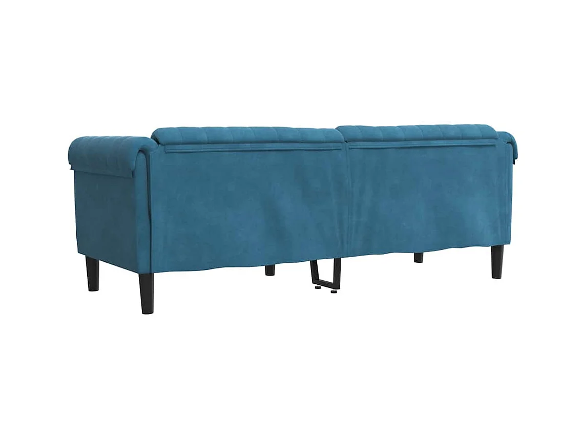 Blauwe fluwelen 3-zitsbank