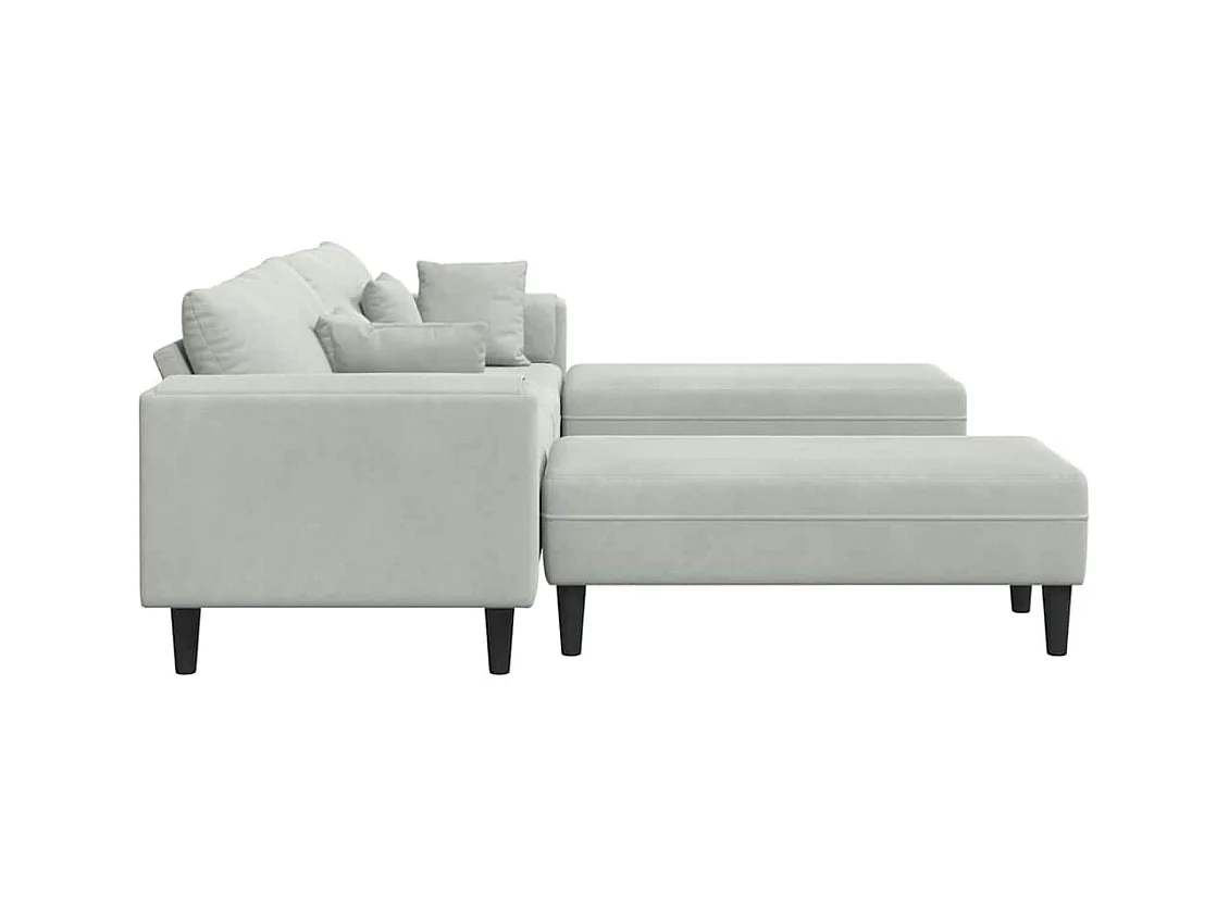 Divano in velluto con cuscino 3 pezzi Grigio chiaro 208 cm Velluto