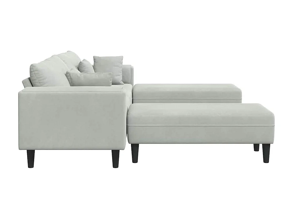 Canapé en velours avec coussin 3 pcs Gris clair 208 cm Velours