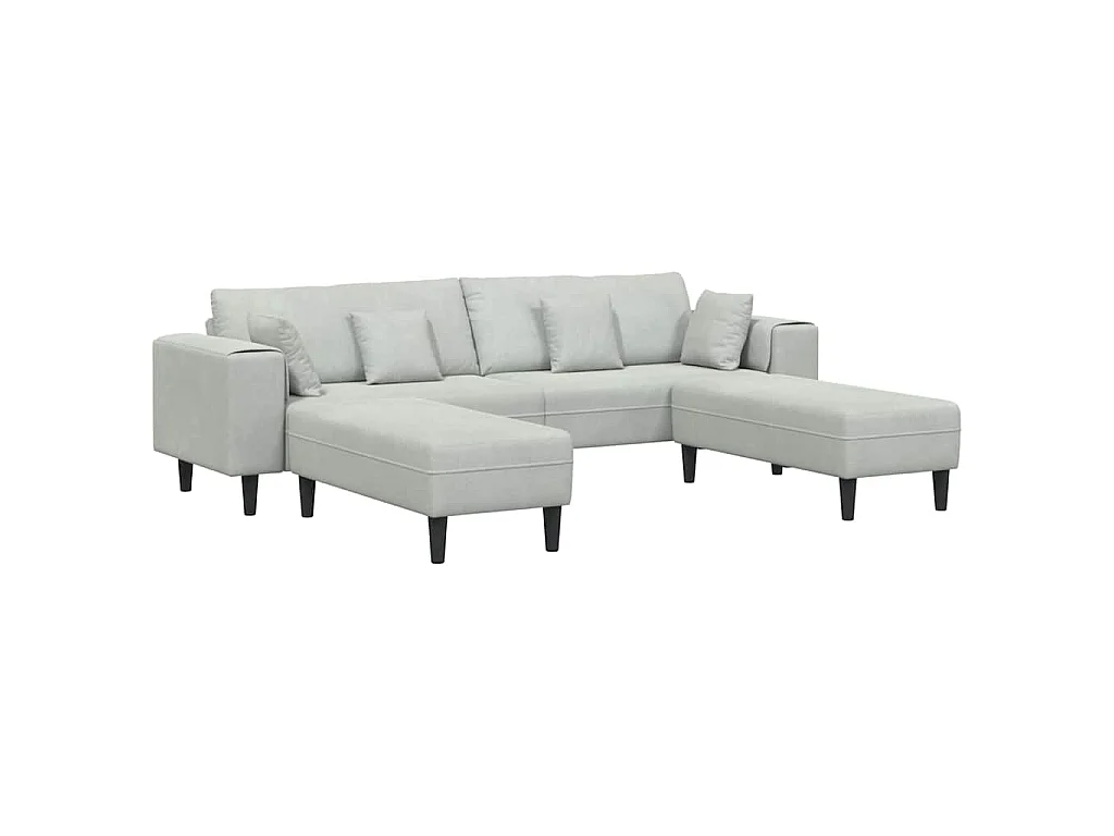 Samtsofa mit Kissen 3-tlg. Hellgrau 208 cm Samt