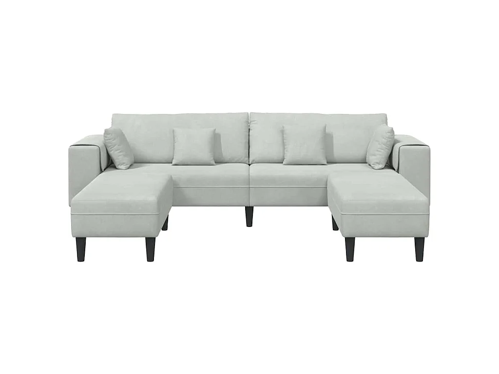 Samtsofa mit Kissen 3-tlg. Hellgrau 208 cm Samt
