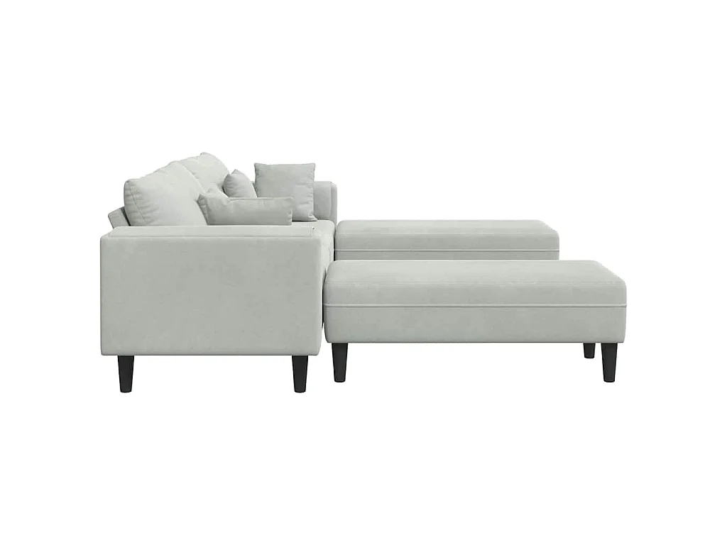 Samtsofa mit Kissen 3-tlg. Hellgrau 208 cm Samt