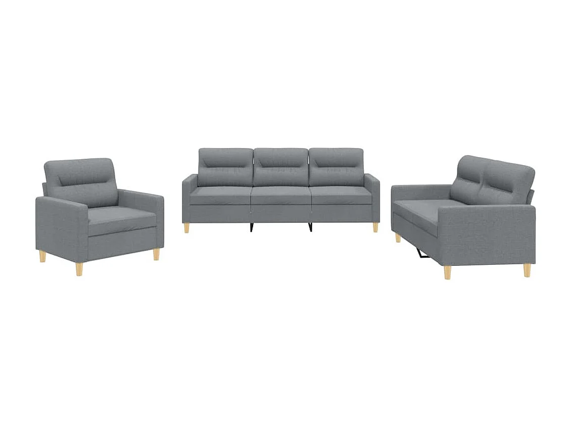 Ensemble de canapés 3 pcs avec coussins Gris clair Tissu