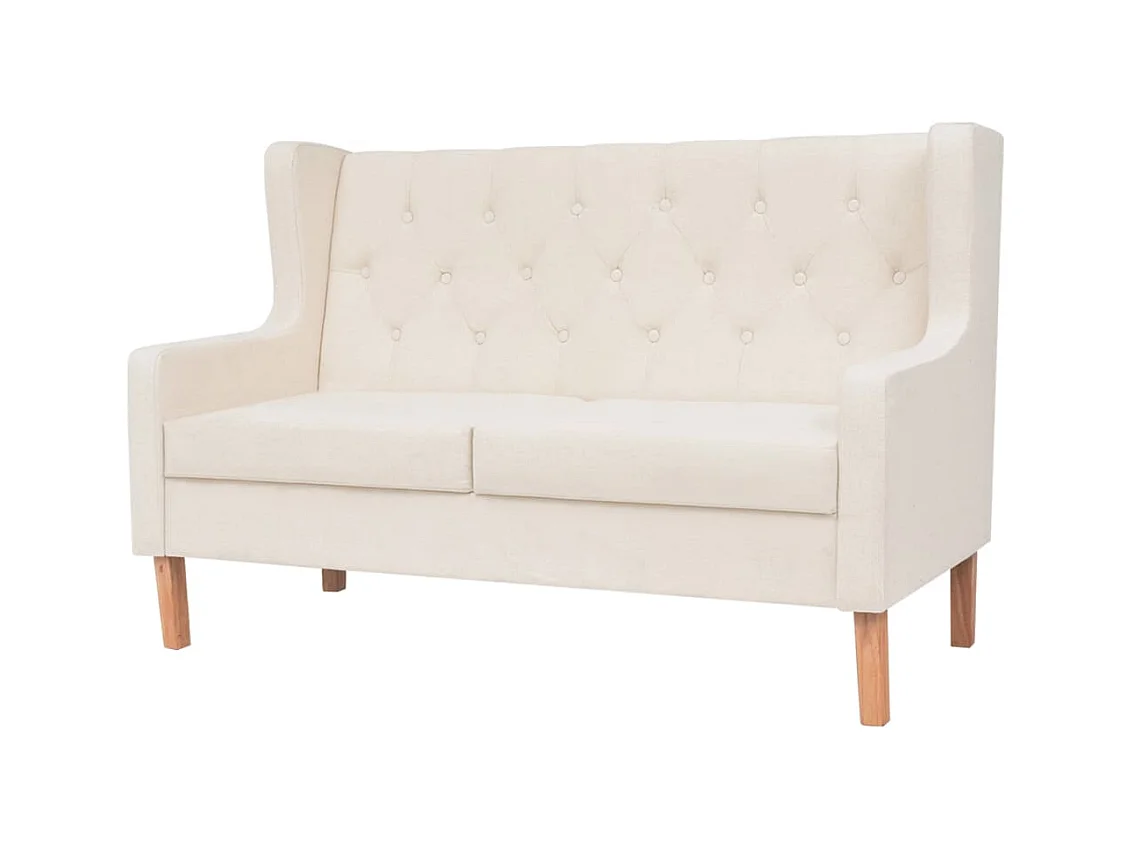 2-teiliges Sofaset, cremeweißer Stoff