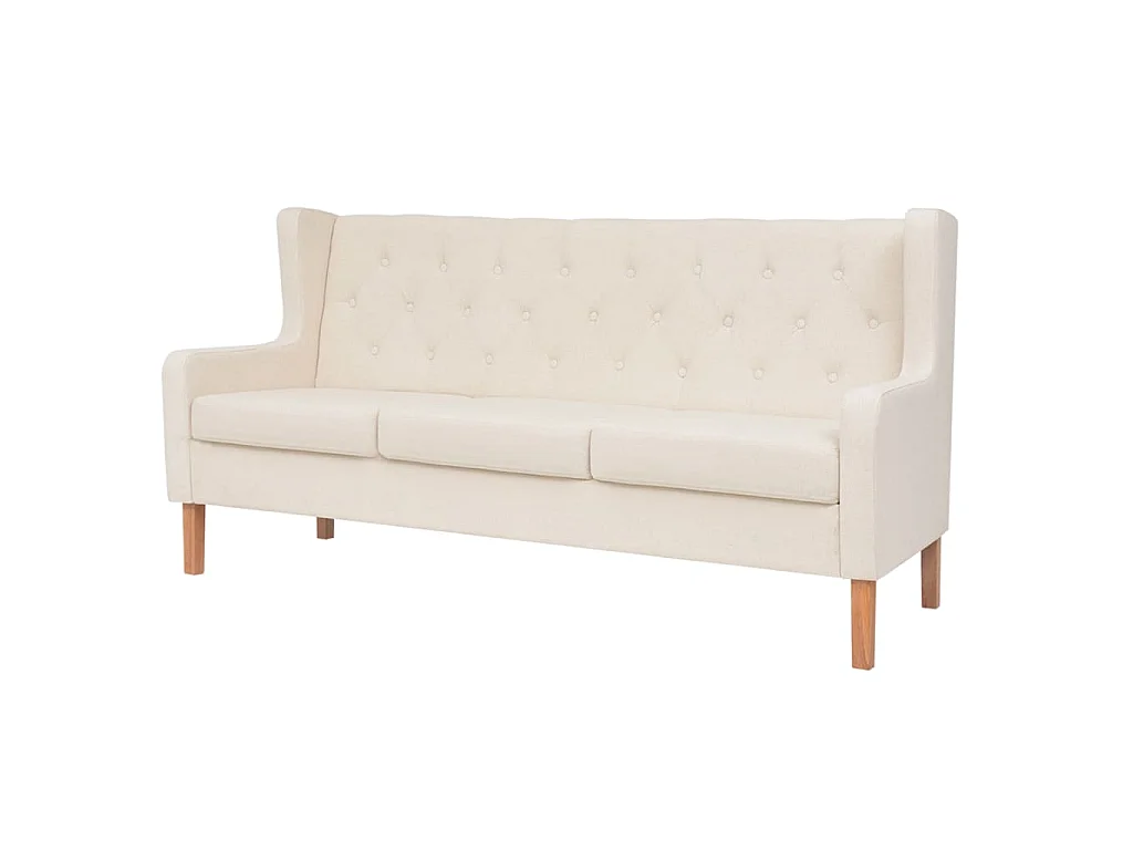 2-teiliges Sofaset, cremeweißer Stoff