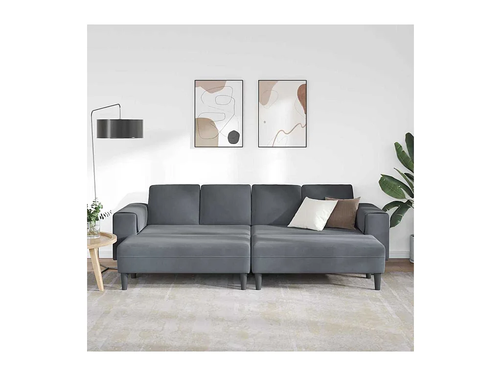 Set di divani 3 pezzi in velluto grigio scuro