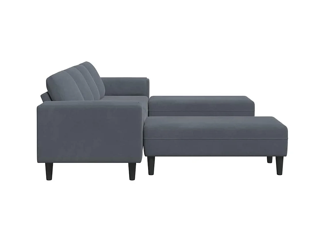 Set di divani 3 pezzi in velluto grigio scuro