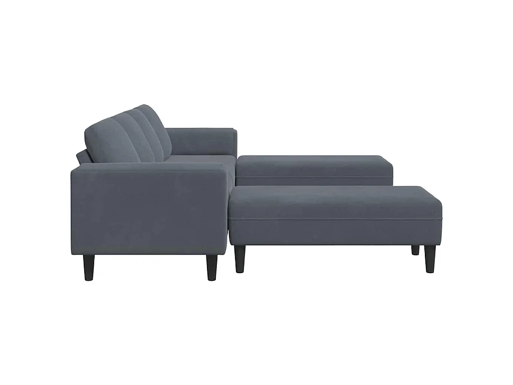 3-teiliges Sofaset aus dunkelgrauem Samt