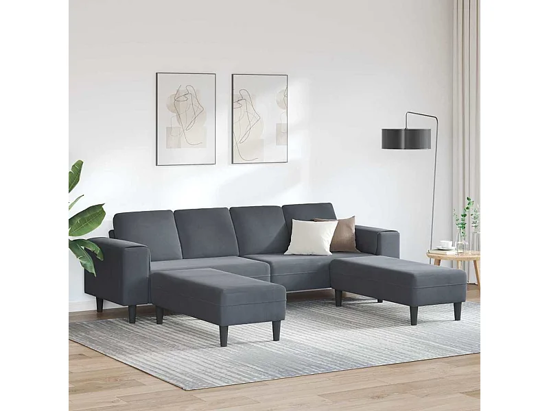 Ensemble de Canapés 3 pcs Gris foncé Velours