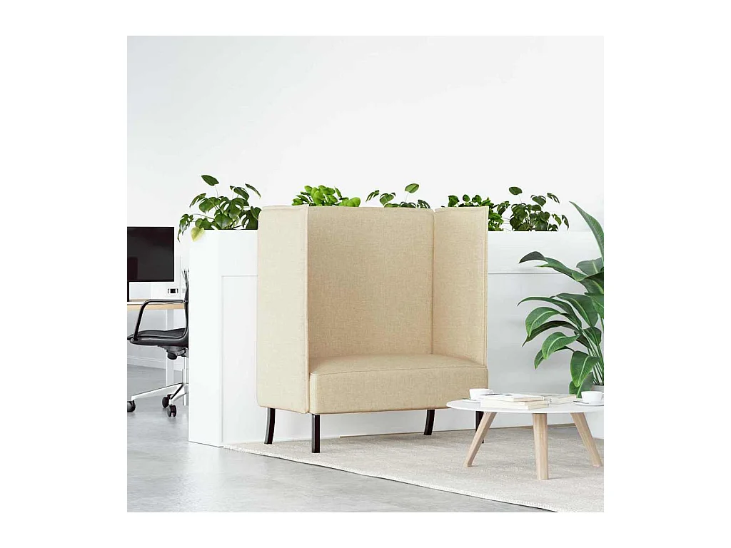 Canapé à Haut Dossier Crème 109 x 56 x 121 cm tissu