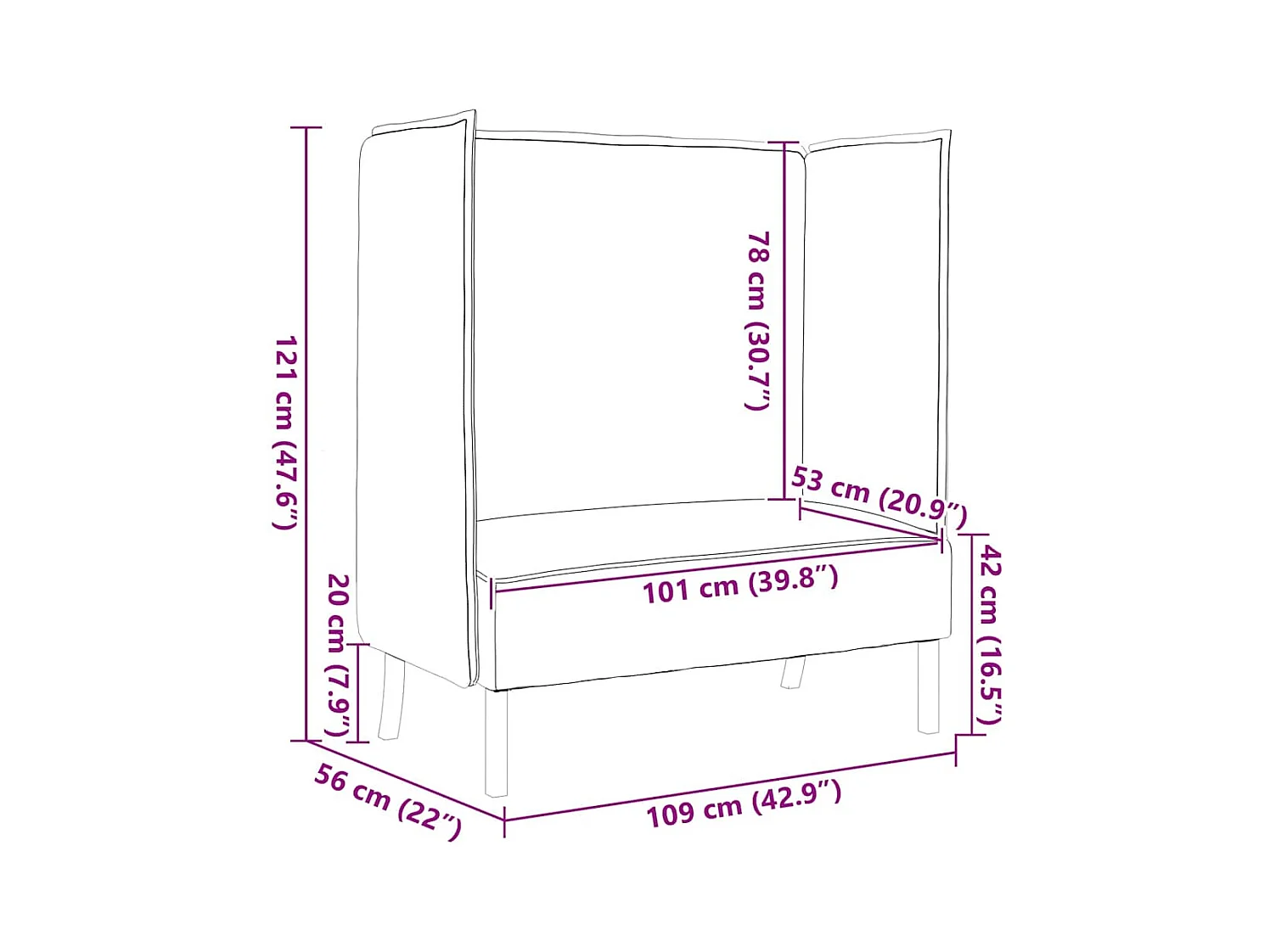 Canapé à Haut Dossier Crème 109 x 56 x 121 cm tissu