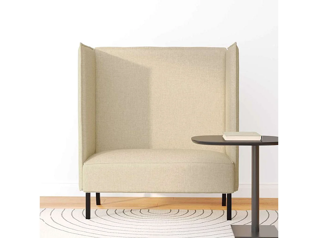 Crèmekleurige hoge rugleuning bank 109 x 56 x 121 cm stof