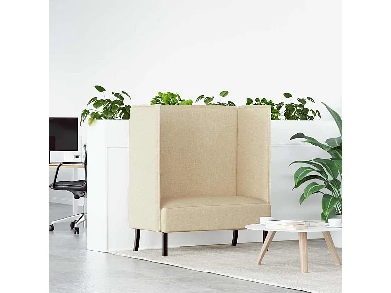 Divano con schienale alto color crema, 109 x 56 x 121 cm, tessuto