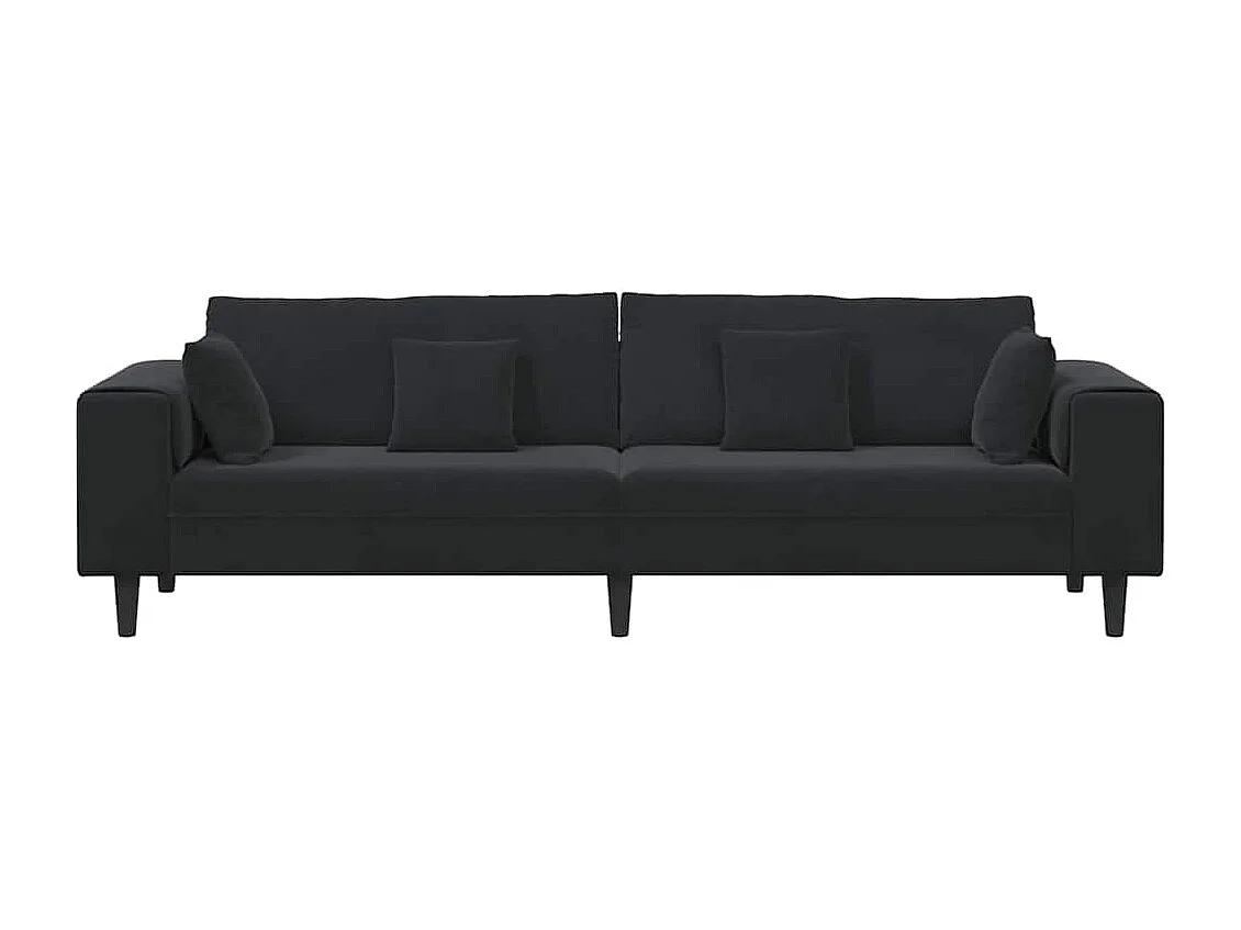 Divano in velluto con cuscino Nero 208 cm Velluto