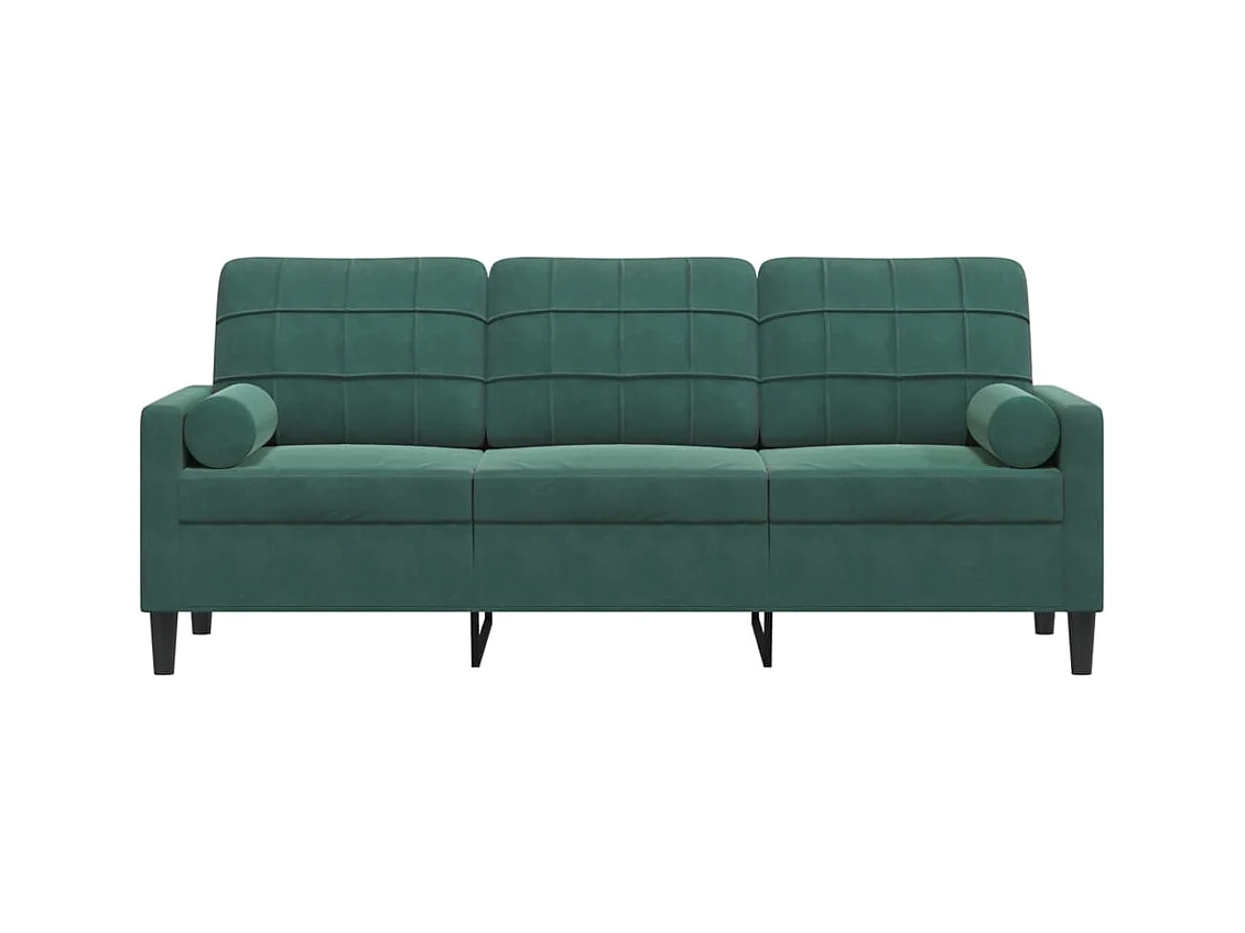 3-zitsbank met donkergroene kussens 180 cm fluweel