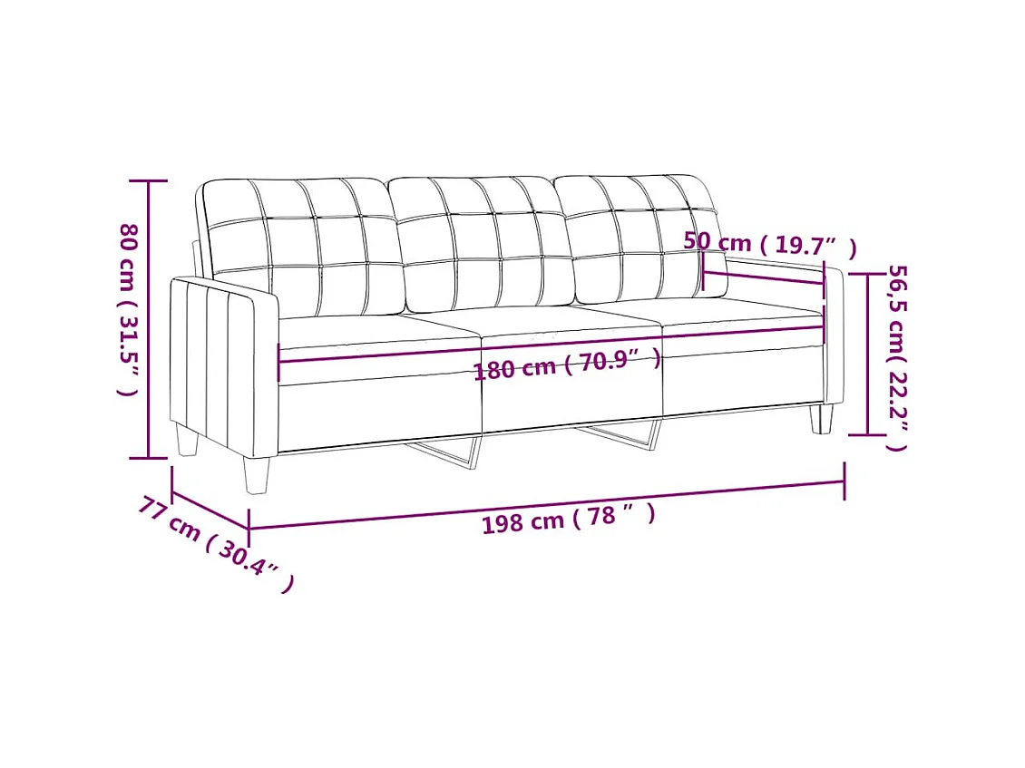 Divano 3 posti Crema 180 cm Similpelle