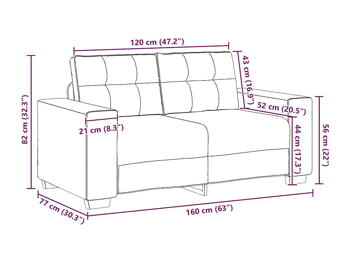 Lichtgrijze stoffen loveseat 120 cm