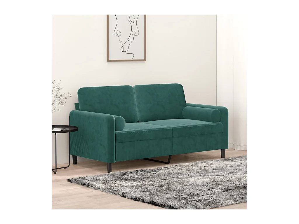 2-zitsbank met donkergroene kussens 140 cm fluweel