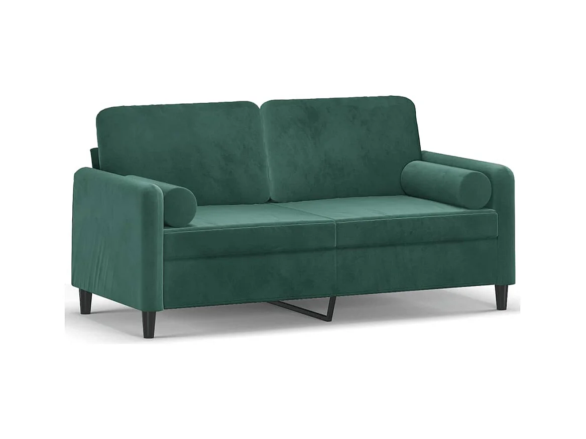 2-zitsbank met donkergroene kussens 140 cm fluweel