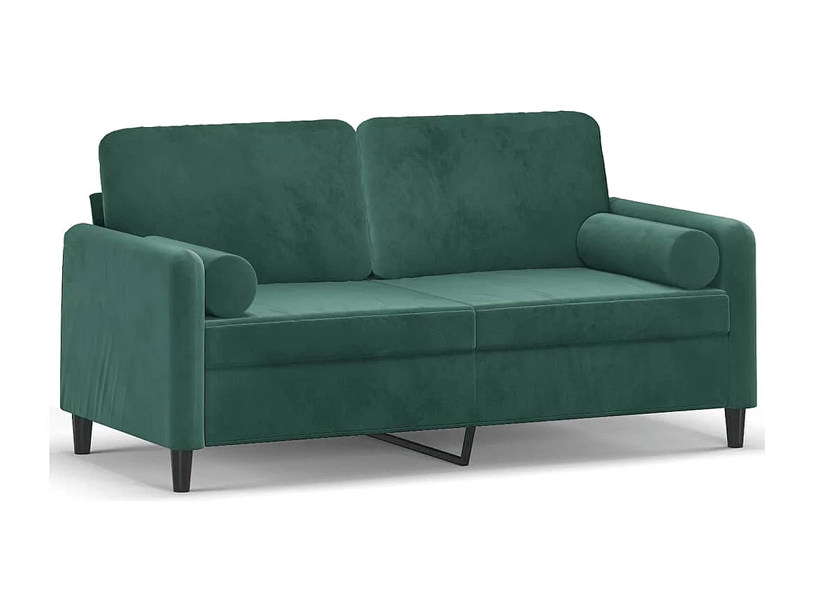 Sofá de 2 plazas con cojines verde oscuro de terciopelo de 140 cm
